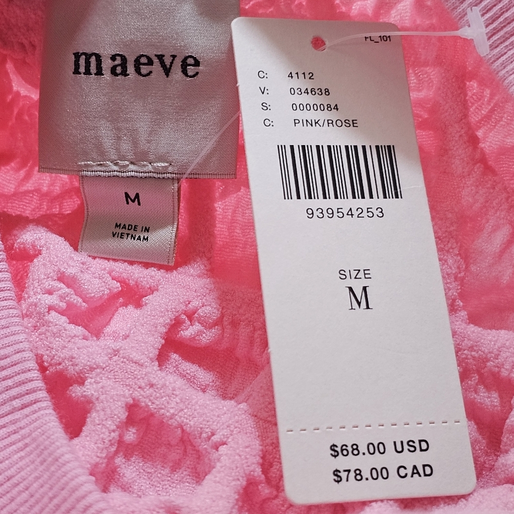 Maeve Anthropologie Puff Sleeve Pastel Pink Bubble Top In M NWT - Picture 10 of 10